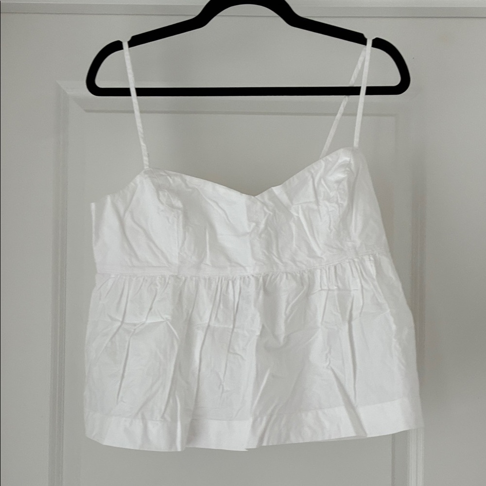 J.Crew Women’s Medium White Cami Top Spaghetti Strap Tie NWT Cotton